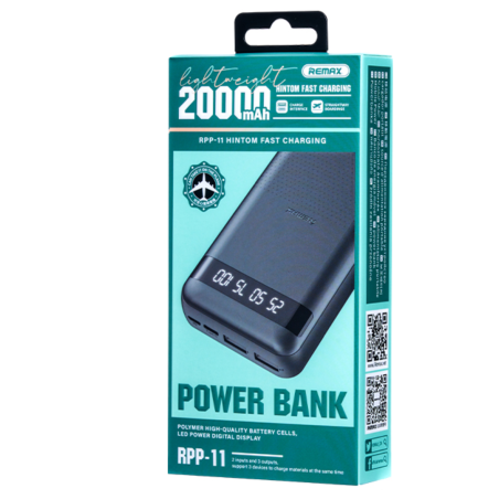 Power Bank 20000mAh REMAX Hintom RPP-11 – Charge rapide 2.4A, 3 appareils simultanés - Noir — REMAX · Smarty Paris 18e